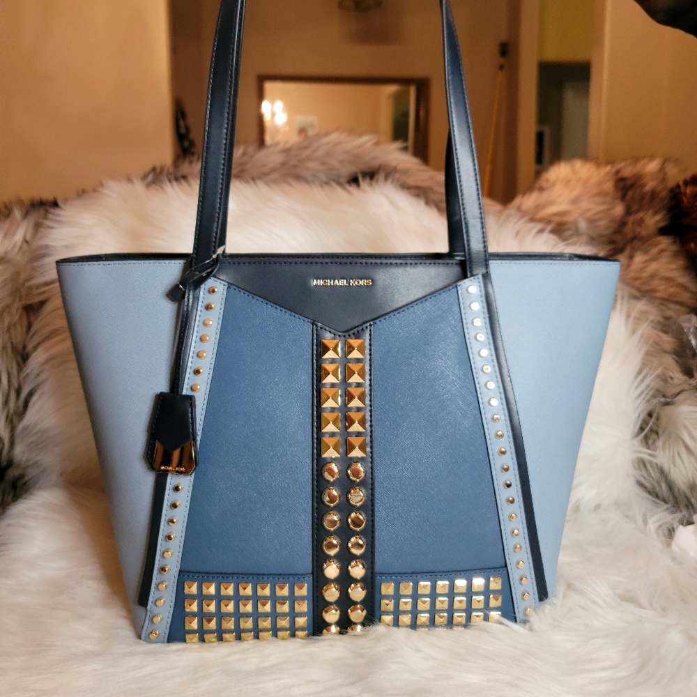 MICHAEL Michael Kors Whitney Large Studded Saffiano Leather Tote Bag
